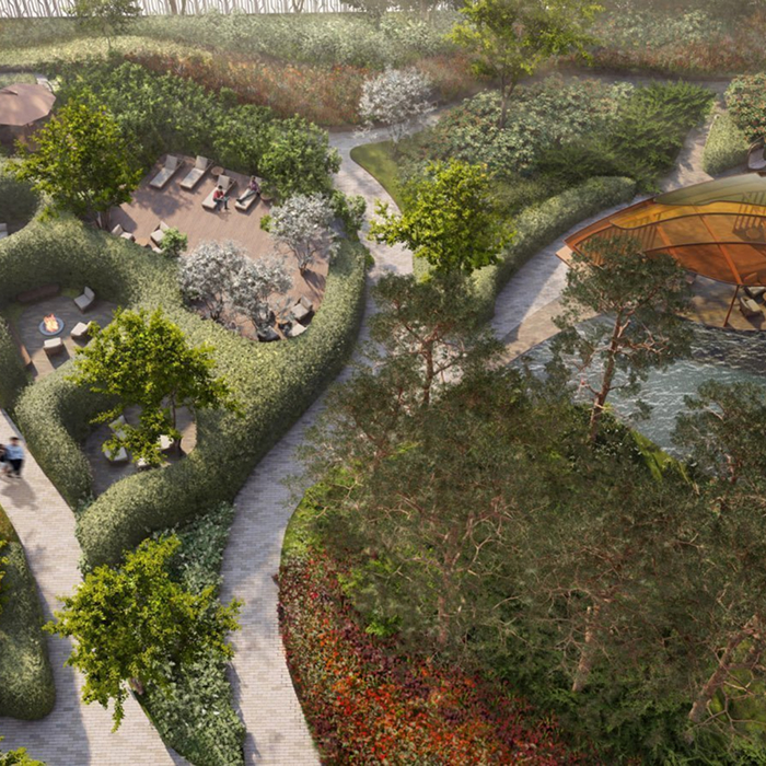 Вид сверху на двор-парк «Фрунзенская набережная»